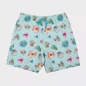 NWT Star Wars Men Mandalorian 7" Swim‎ Trunks Baby Yoda The Child Green XL